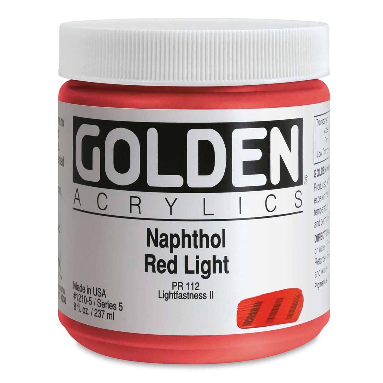 Golden Heavy Body Artist Acrylics - Naphthol Red Light, 8 oz Jar